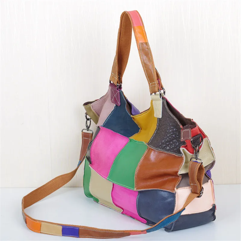 женские Натуральная кожа сумочка с плеча Crossbody сумки Сумка Bolsas Дамы Сращивание