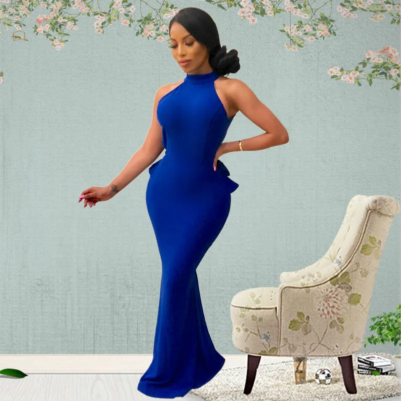 MUXU синий лоскутный халат с открытой спиной femme vestidos длинное платье Плюс Размер