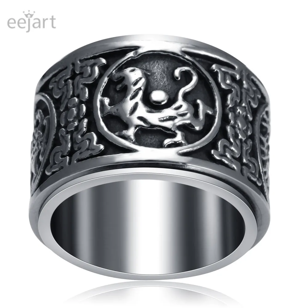 Уникальное мужское кольцо в китайском стиле с животными модные