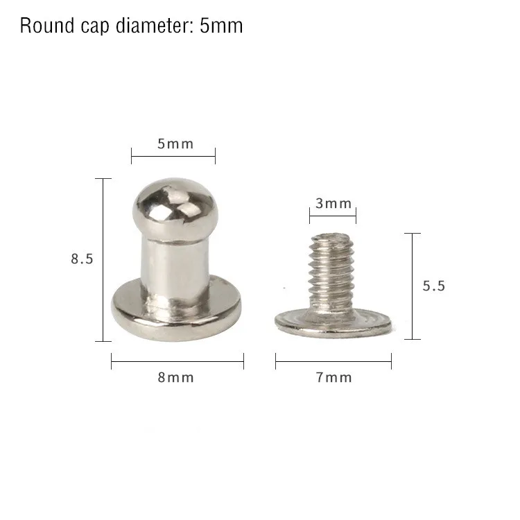 Silver Monk Head 5mm 30 комплектов ручка из металлического сплава, винтовые заклепки, шпильки, поделки своими руками, кожаный ремешок для часов, круглая голова монаха, заклепки, шипы, декоративные пряжки для ногтей - Цвет: Silver Monk Head 5mm