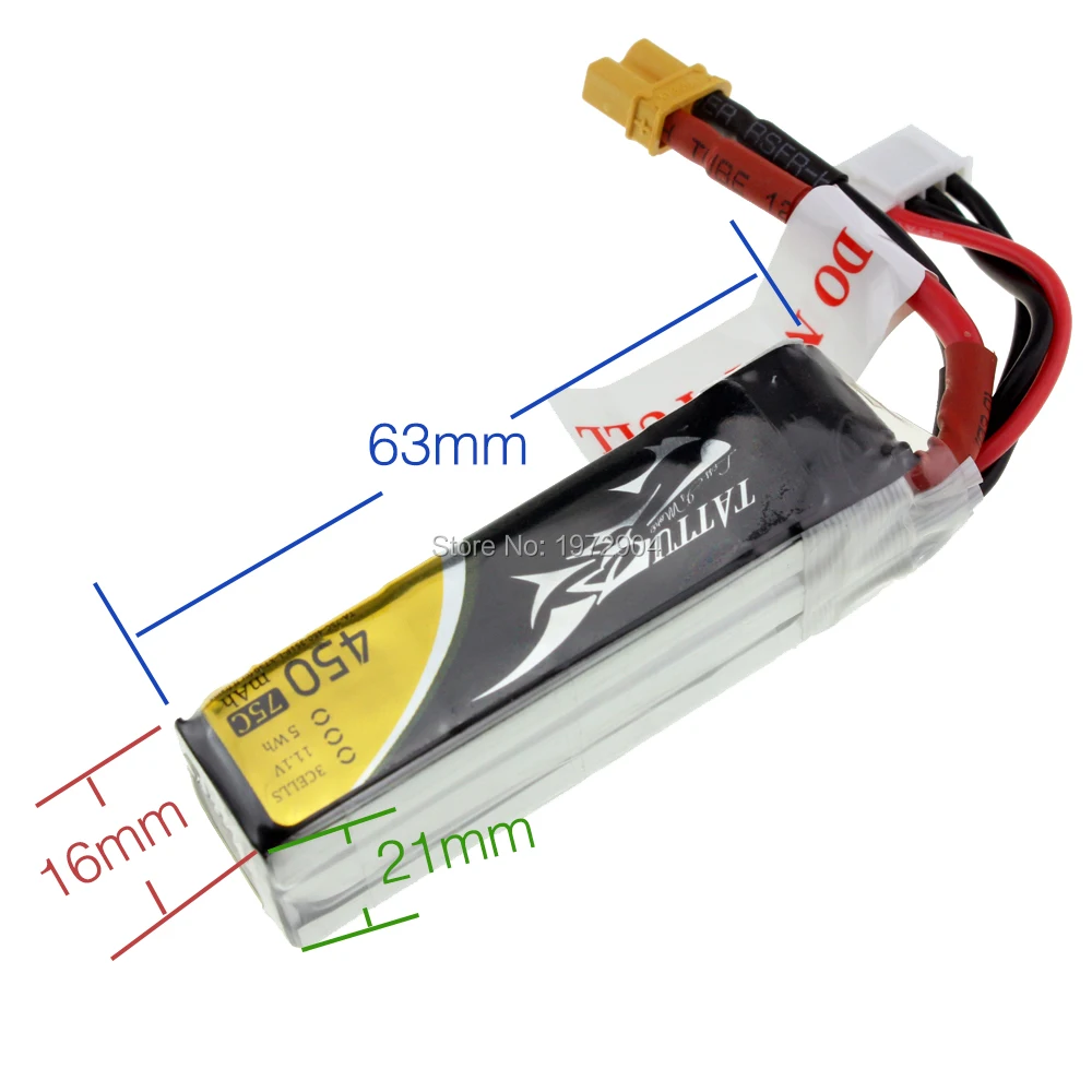 Литий-полимерный аккумулятор TATTU 450 мАч 75C 2S 7 4 V 3S 11 1 4S 14 8 с XT30 разъемом Battey для RC FPV