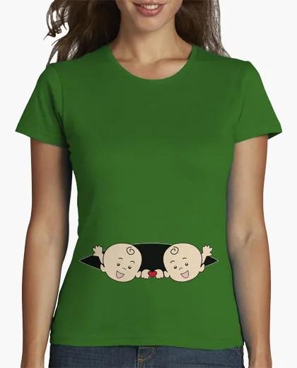 2017 Лето Бросился девушки футболка БЕРЕМЕННОСТЬ БЛИЗНЕЦОВ короткий О шеи Новинка