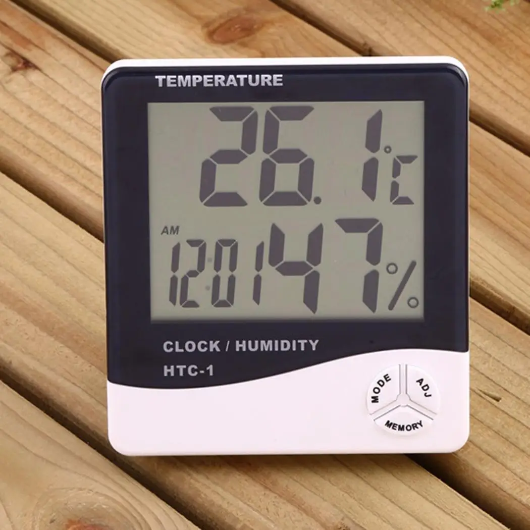 Square Large Screen Digital Thermometer Hygrometer AAA 1.5V With Alarm 5%RH 1% Clock Multifunction in one. | Электроника