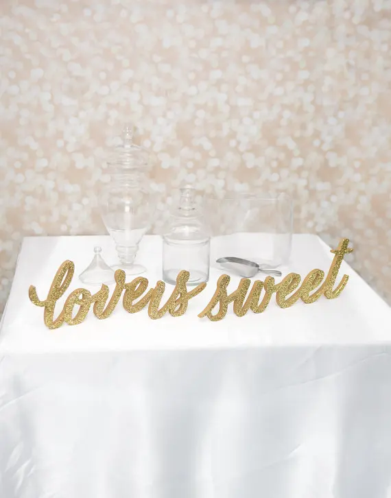 4.5&quottall The gold silver &quotLove Is Sweet&quot Sign Set Wedding for Candy Desser Table Decor Wooden Signs Wedding|sign table|sign weddingsign