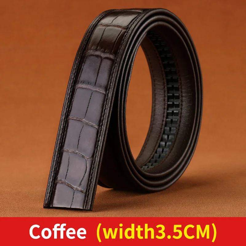 Coffee Мужской ремень из натуральной крокодиловой кожи, ремень из кожи аллигатора, автоматическая пряжка, классический бренд - Цвет: Coffee