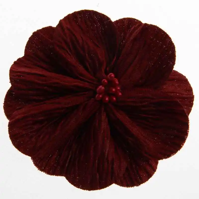Burgundy 120 шт 3," 8,2 см Новорожденные цветы на сатиновой ткане с Match Stick центр конец сделать старые морщины для головная повязка, аксессуары для волос - Цвет: Burgundy