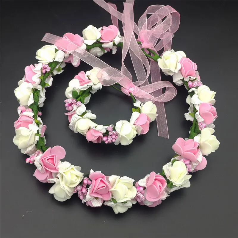 

Bridal garlands Wreath headdress Bridal hair accessories Children's Princess PE foam head flower set Wedding decorations