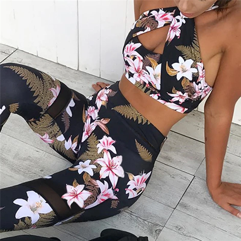 Костюм для занятия йогой Для женщин тренажерный зал одежда с рисунком спортивный