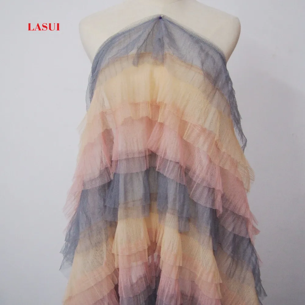 LASUI 1Y = 1 лот цветная сетчатая многослойная кружевная ткань с оборками