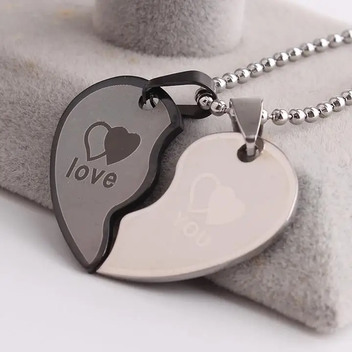 Влюбленные волнистые двойные сердца LOVE YOU 316L нержавеющая сталь кулон ожерелья для мужчин и женщин