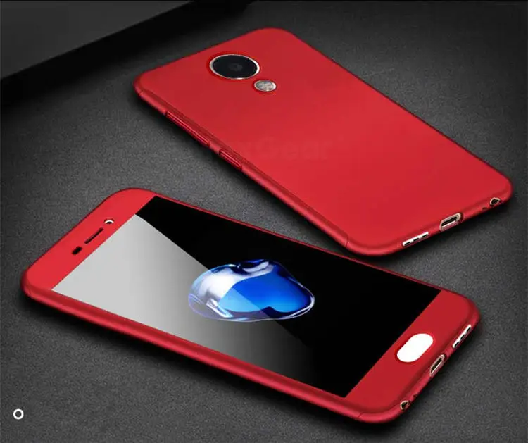 Red MaxGear 360 чехол для телефона с полной защитой для Meizu Pro 7 чехол для Meizu M6 MS6 M2E M3E M3 M5 M6 Note жесткий чехол - Цвет: Red