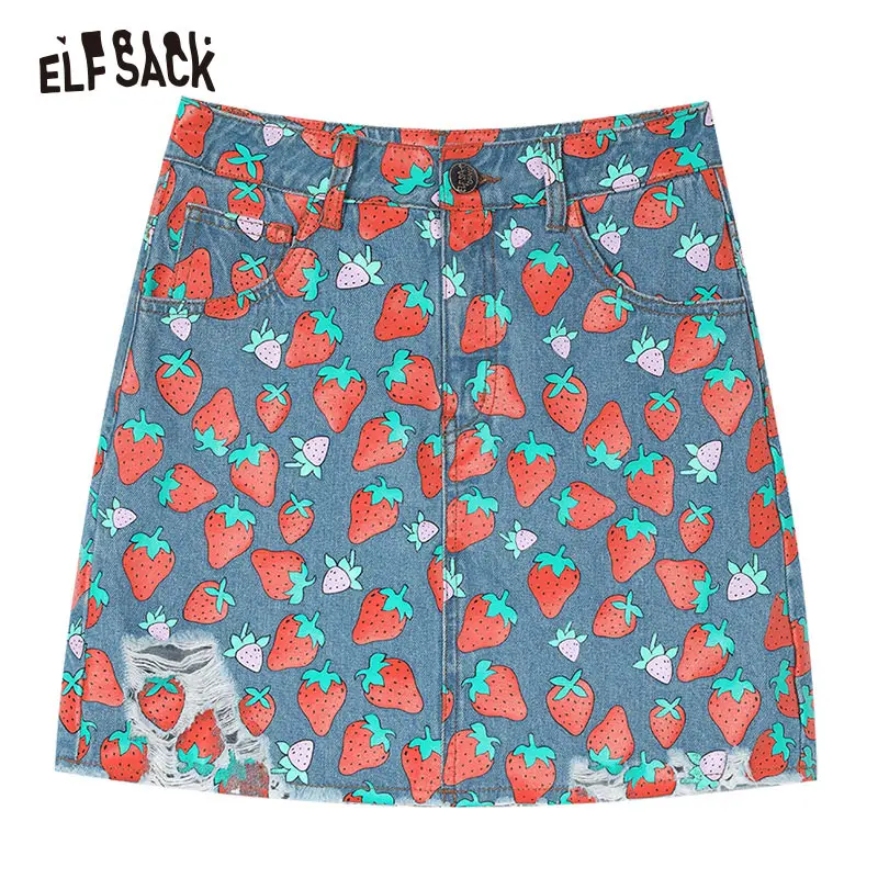 Женская уличная мини юбка ELFSACK с принтом фруктов со средней талией лето