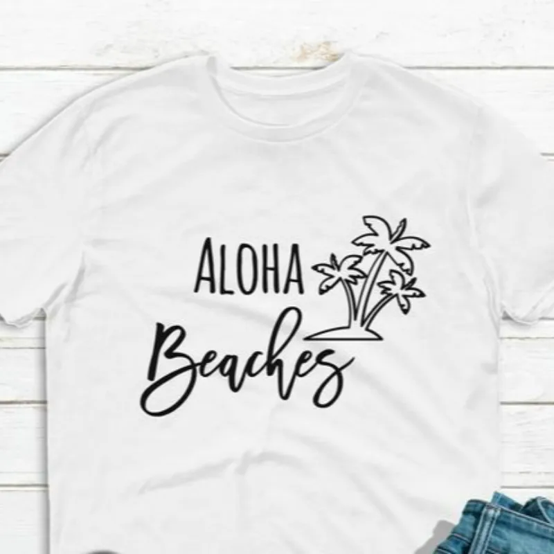 Aloha Пляжи забавная футболка унисекс семейные наряды подарок для нее/его Футболка