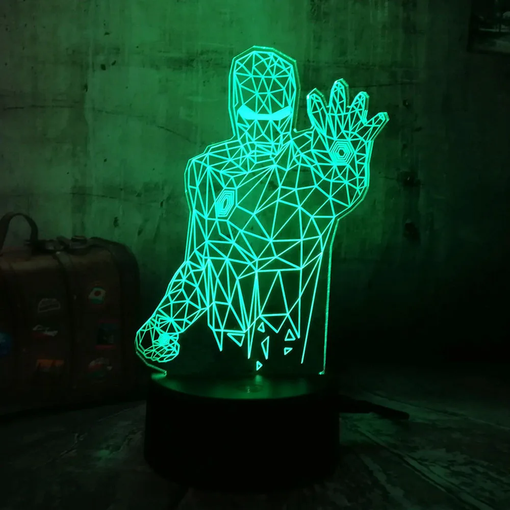 Новый крутой Marvel Hero Железный человек половина 3D LED Ночник светильник Настольная