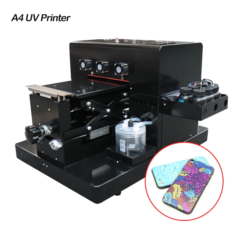 

A4 Size UV LED Printer Small Size Flatbed Inkjet Printers With Emboss Effect for Phone Case, Golf, Leather, TPU, Metal, Glass