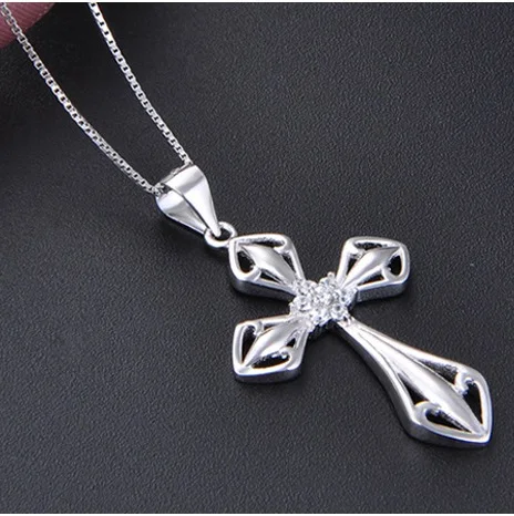 YJ001045 Fashion Zircon-inlaid Hanging Clavicle Chain Personal Accessories for Men and Women Jewelry S925 Silver Cross Pendant | Украшения
