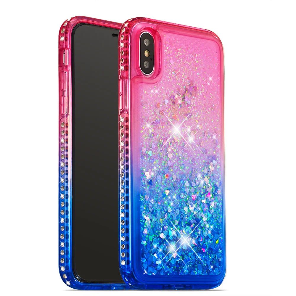 Алмазный блестящий чехол для iPhone 5 5S SE 6 6S 7 8 Plus X XS max XR Coque жидкий зыбучий песок плавающий блестящий чехол