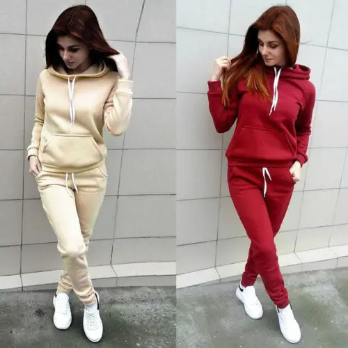 Новый женский однотонный осенний спортивный костюм с длинными рукавами и