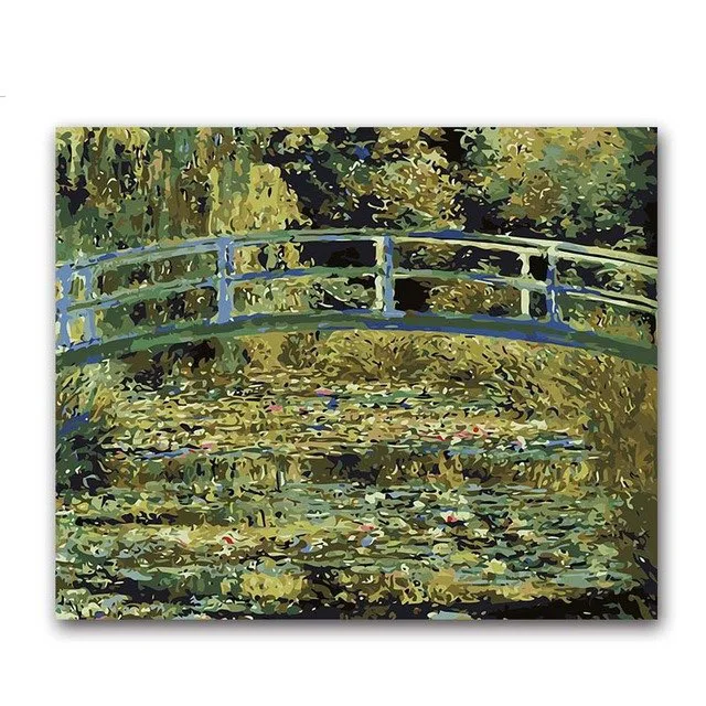 

Japanese Bridge Monet Water Lilies pictures painting by numbers Scenery canvas drawing coloring with kits package
