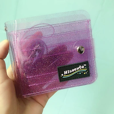 purple 2 Мини-бизнес, кредитный банк, держатель для карт, женский, ПВХ, держатель для карт, монет, денег, кошелек, однотонный, милый, для ID карты, чехол, Органайзер - Цвет: purple 2