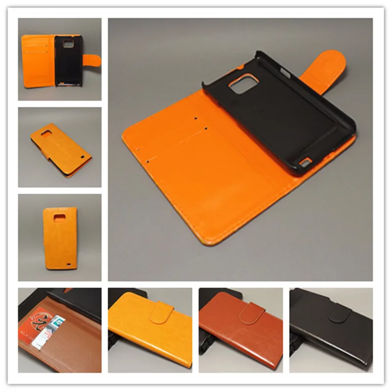 Чехол Crazy horse с двумя картами и 2 слотами для карт Samsung Galaxy S2 SII GT I9100 Plus i9105|case plus|for