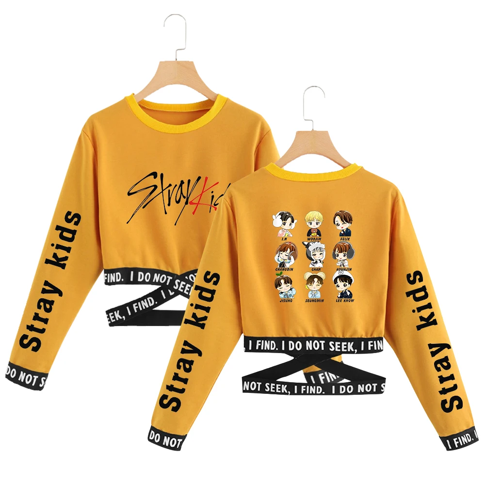 Stary kids kpop укороченный свитер с круглым вырезом модные короткие свитшоты
