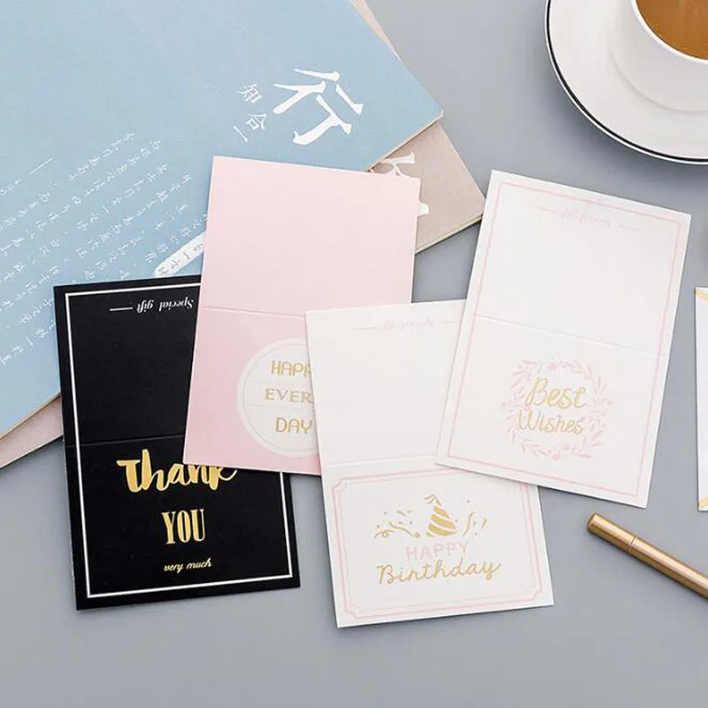 

Vintage Literary Greeting Card Message Blessing Handwriting Card Creative Mini Hard Paper Small White Card Envelope Universal