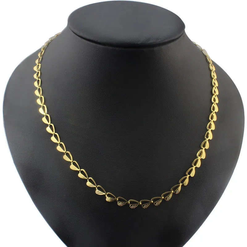 Ожерелье в виде сердца из нержавеющей стали золотистого цвета мужские ювелирные