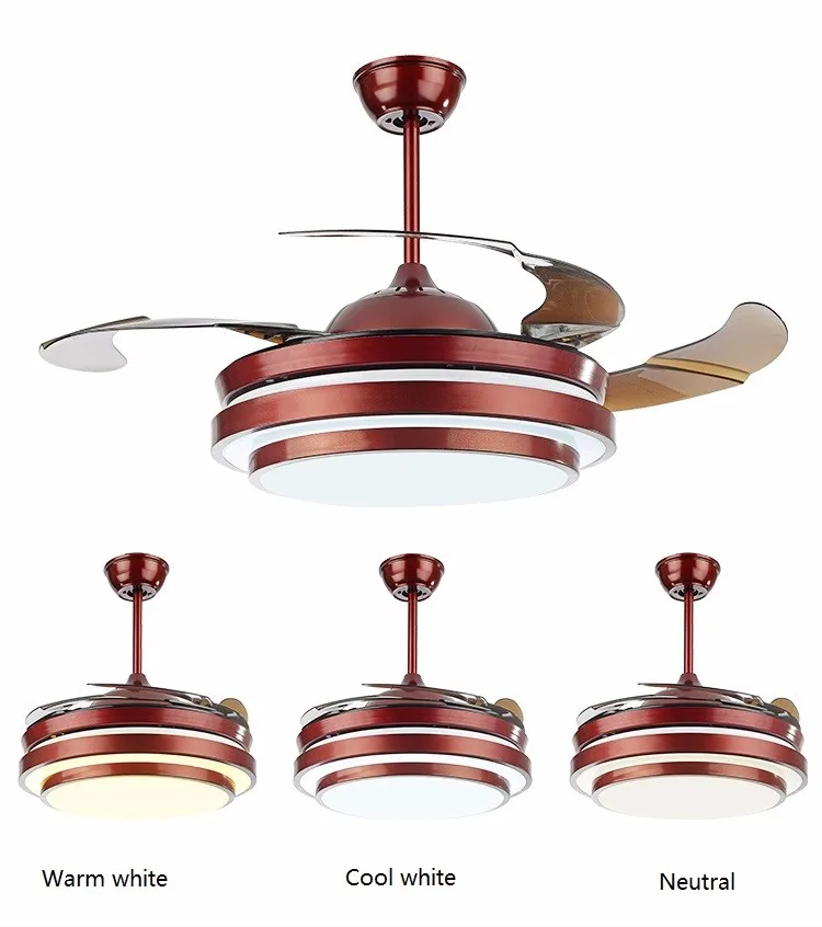 

Ceiling fans lamp 42 inch 108cm LED living room ceiling light 85-265V brown Dimming remote control free shopping ceiling fan
