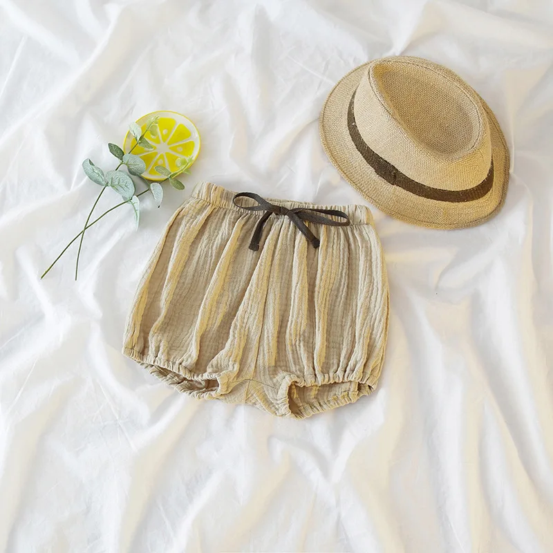 Мягкий лен хлопок шорты для маленьких мальчиков и девочек летние шаровары тонкая
