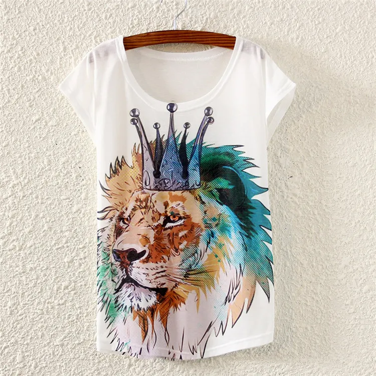 Женская летняя футболка с коротким рукавом и принтом короля льва|top tees|fashion teest-shirt