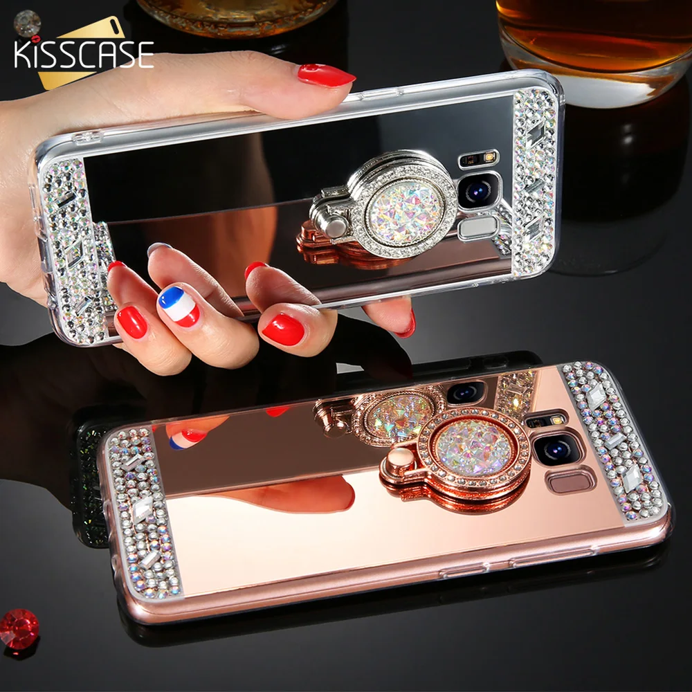 KISSCASE чехол с кольцом для телефона для Samsung Galaxy S8 Plus S7 S6 Edge Mirror Cases A5 A7 J3 J5 J7 2016 2017 Covers on.