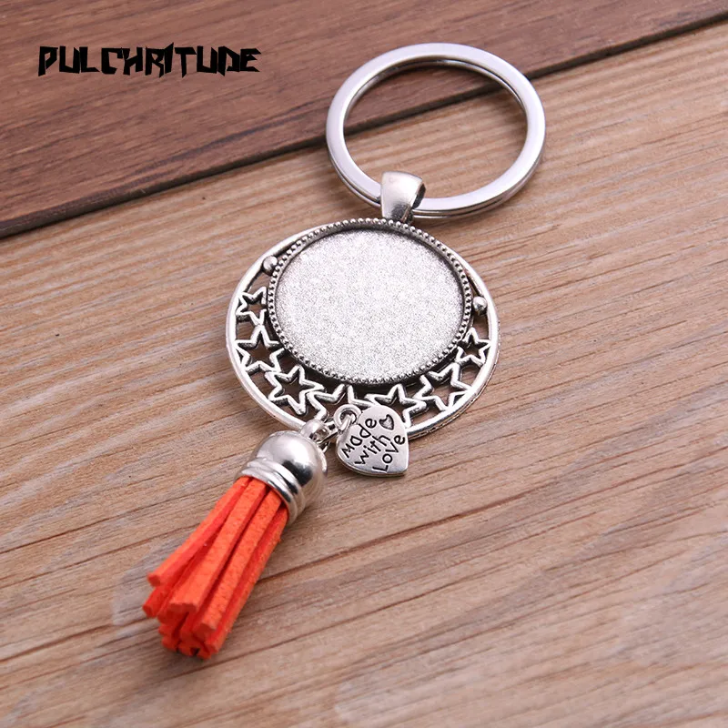 PULCHRITUDE 1 шт. металлические 9 цветов кисточки брелоки цепи Filligree подходят круглый 25 мм серебряный Кабошон логотип кулон Diy Ювелирные изделия P6795