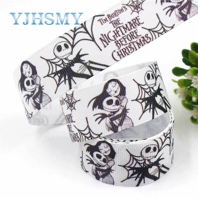 G-18927-1255 YJHSMY G-18927-1254, 25 мм 5 ярдов ленты с изображением Хэллоуина Термотрансферная печатная корсажная лента, праздничное украшение DIY материалы - Цвет: G-18927-1255