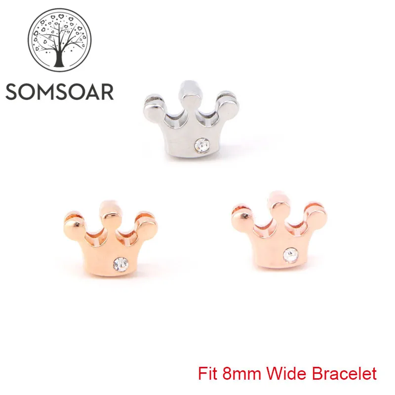 Somsoar ювелирные изделия Прекрасный Корона слайд шармы DIY талисманы fit 8 мм широкий