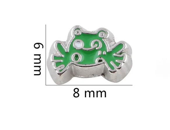 Бесплатная доставка 20 штук зелёная эмаль лягушка Floating Charms подходит для Стекло