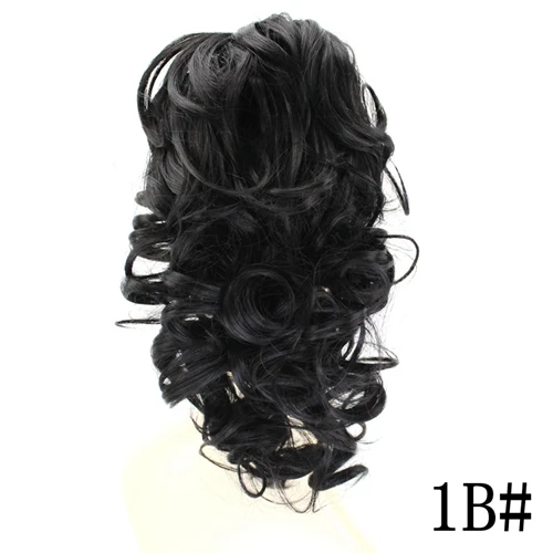 # 1B JOY& BEAUTY 12 дюймов вьющиеся высокотемпературные волокна синтетические волосы пони хвост шиньон клип в наращивание волос коготь хвост 6 цветов - Цвет: # 1B