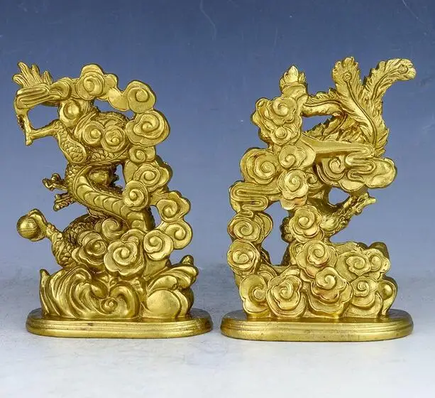 14 см дракон из чистой меди и феникс Феникс Hanlong украшения для дома | Дом сад
