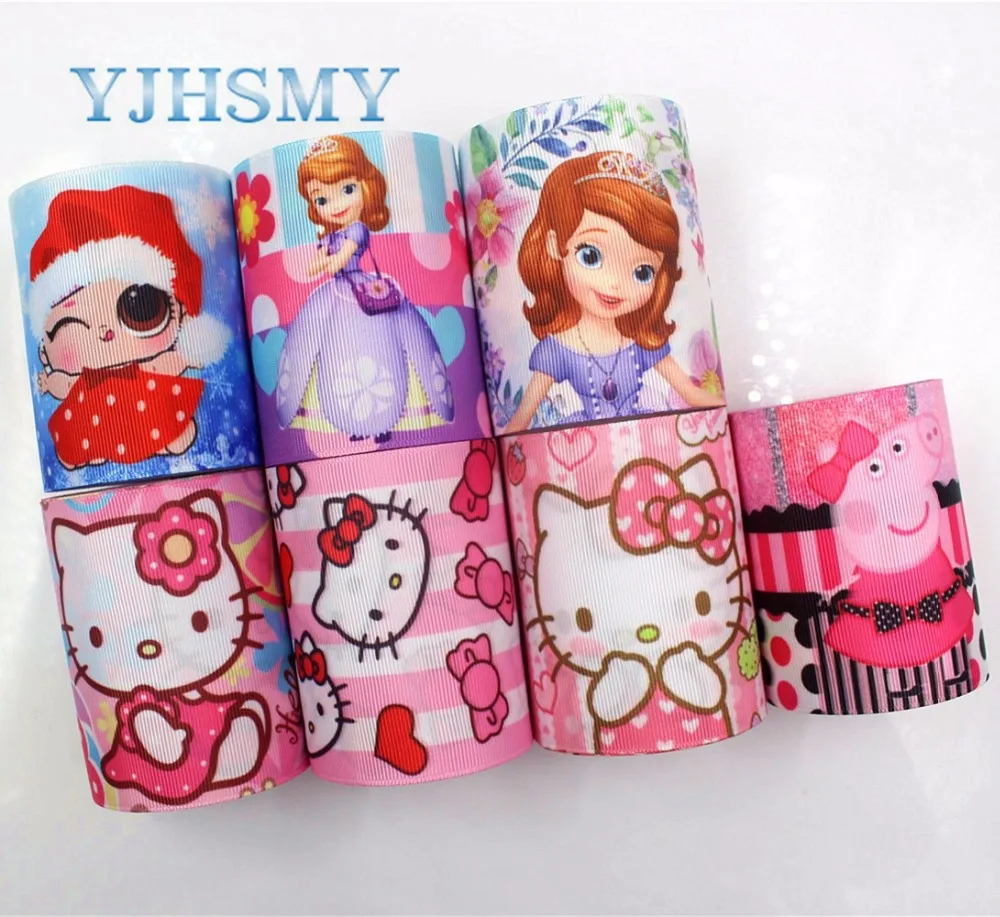 Yjhsmy G-18829-1047, 10 ярдов 75 мм с рисунком кошки из мультфильма корсажные ленты, Костюмы аксессуары, подарочная упаковка, материал "сделай сам"