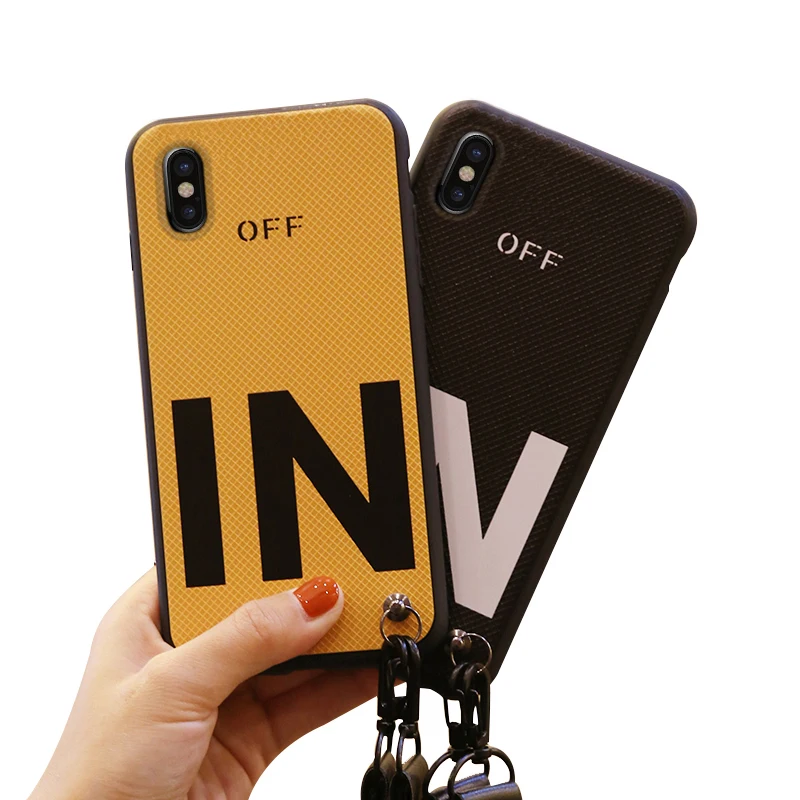 OUJINUO Fashion Letters Phone Case For iPhone 7 8 Plus 6 6s Hang Strap Lanyard TPU Silicone Cover X XS Capa |