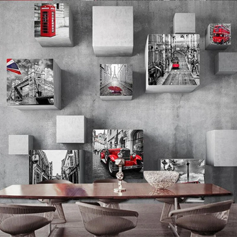 Современные 3D обои с фото ретро городской тематики для гостиной, дивана, спальни. Декор для дома.