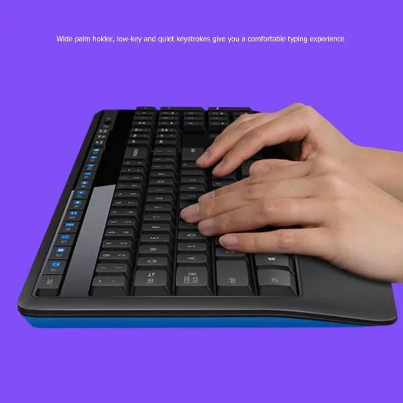 Беспроводная клавиатура logitech MK345, комбинированная Вертикальная брызгозащищенная клавиатура с подставкой для рук+ набор Мыши для ПК, Windows 7/8/10