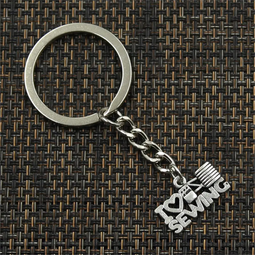 Fashion Keychain 20x12mm I Love Sewing Pendants DIY Men Jewelry Car Key Chain Ring Holder Souvenir For Gift |