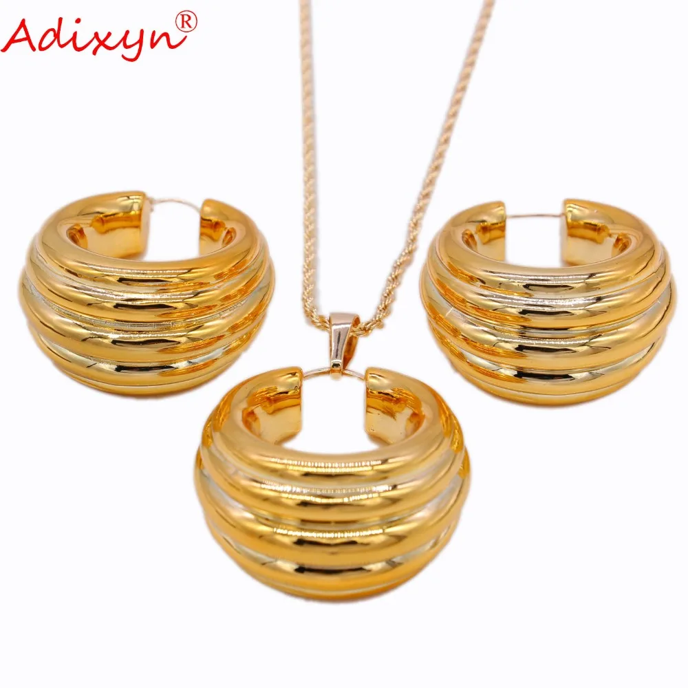 Adixyn свадебные серьги/кулон/ожерелье цвета розового золота набор украшений для