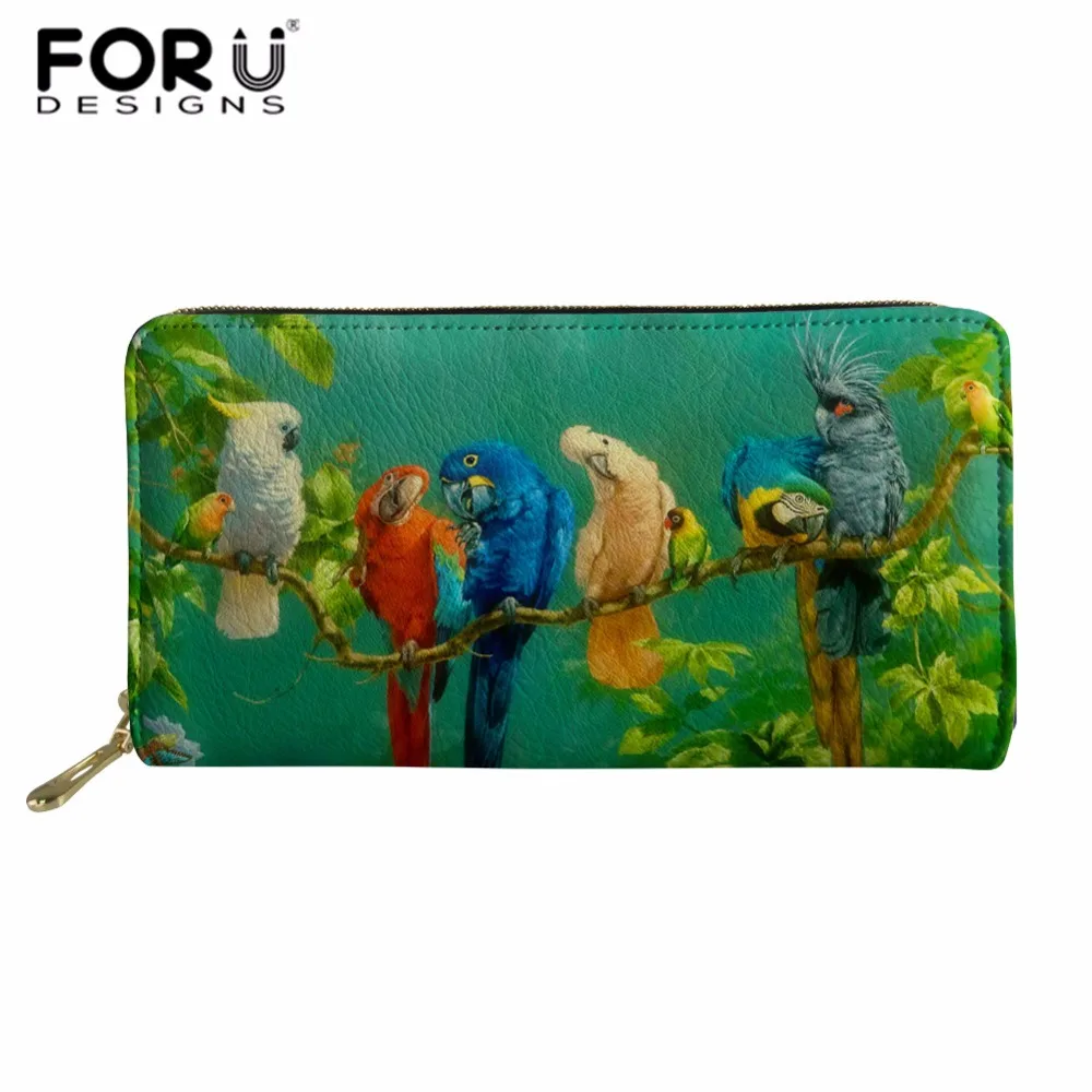 FORUDESIGNS/Попугай Для женщин Длинный кошелек клатч с большой Ёмкость кошельки