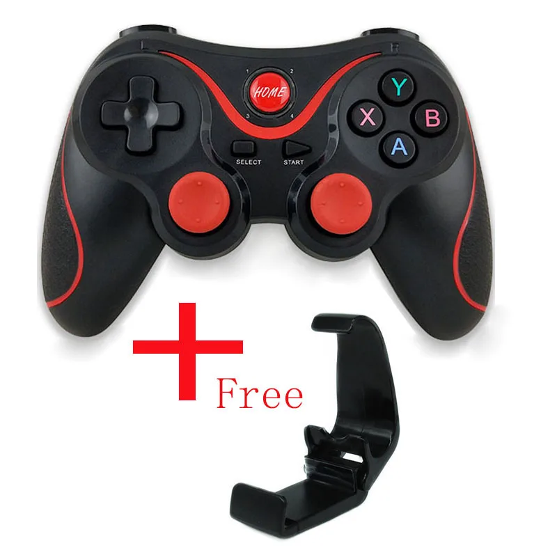 Black with Holder T3 Bluetooth игровой контроллер беспроводной джойстик геймпад с бесплатным держателем для смартфона ПК Pad Smart Box Smart tv Android IOS - Цвет: Black with Holder