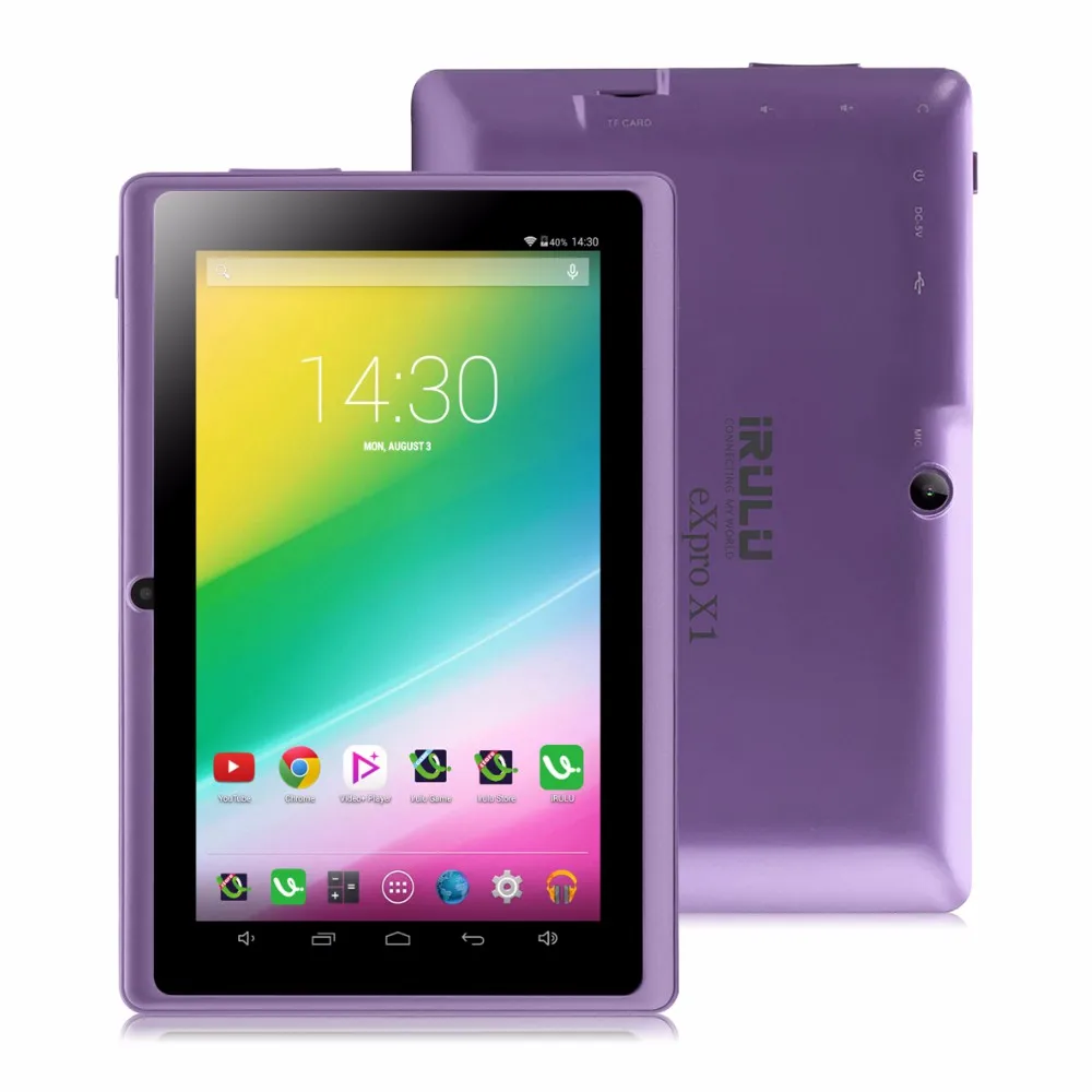 iRULU eXpro X1s 7’’ планшет четырехъядерный 16ГБ ROM система Android4.4 двойная камера 1024*600 HD