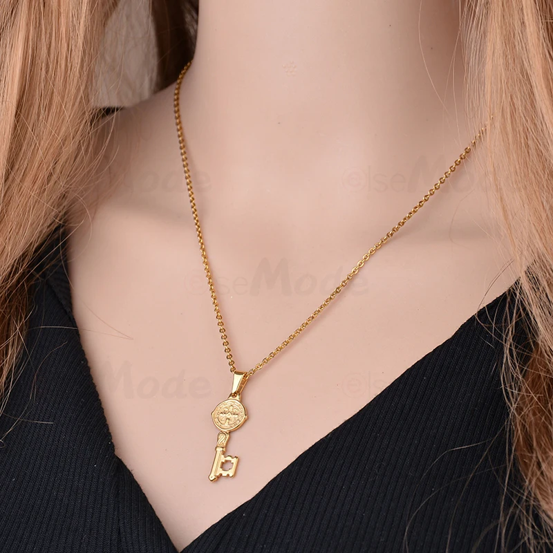 ELSEMODE ожерелья с подвеской золотым ключом санит Бенедикт для женщин и девушек из