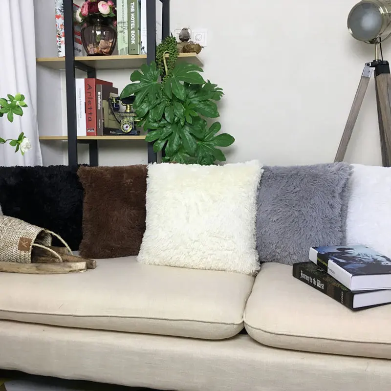 Мягкая плюшевая подушка из искусственного меха оптовая продажа декоративная для
