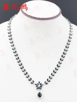 925 silver platinum inlaid natural sapphire necklace pendant women jewelry beautiful generous